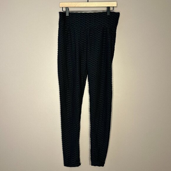 Women's Plus 2 XL Viral TikTok Style Butt Lifting Leggings Black Waffle Scrunch - Picture 4 of 8